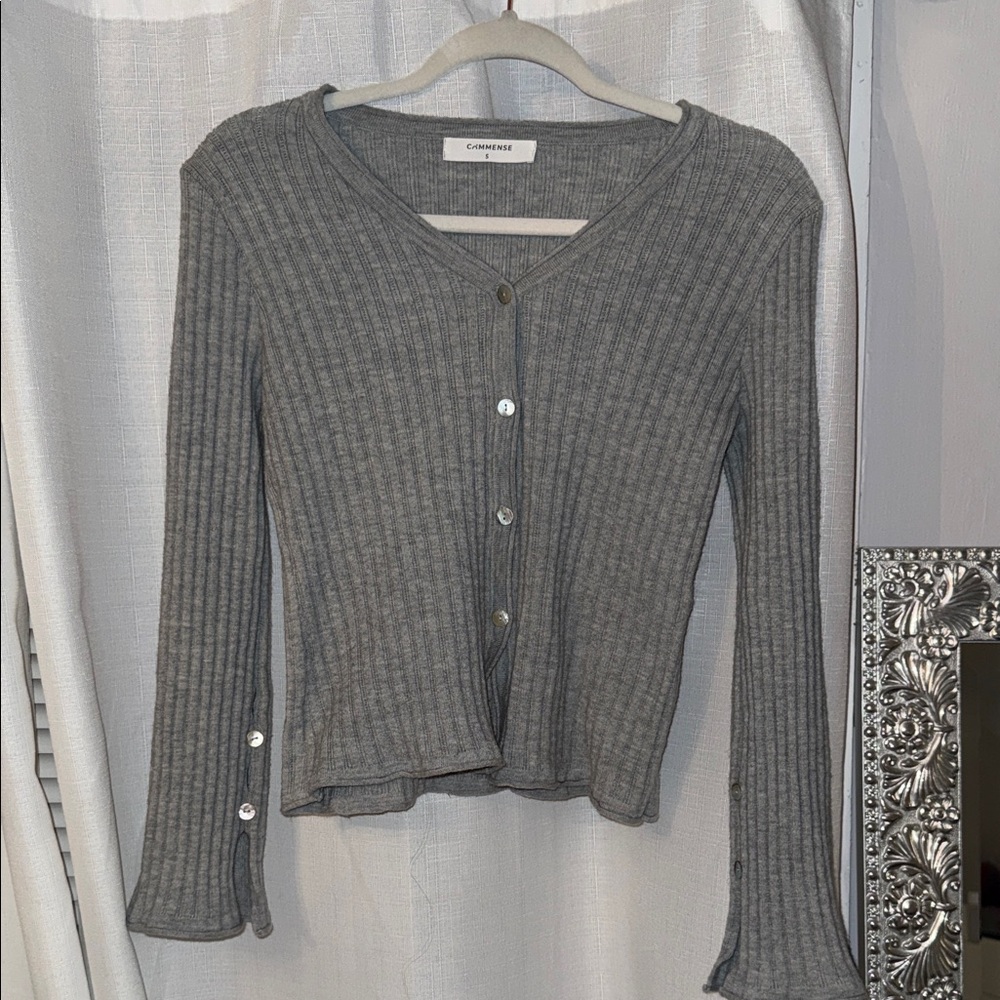Cider Charcoal Ribbed Cardigan-  Commense